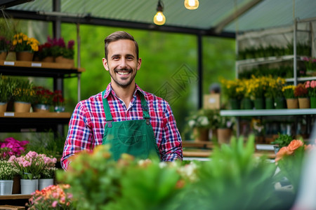 花店的帅气店主图片