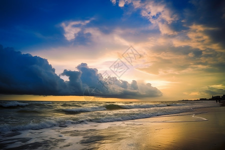 阴天海面阴天的沙滩背景