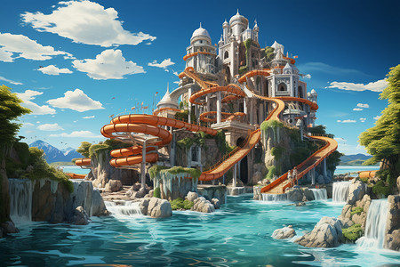 复杂的水上乐园背景图片