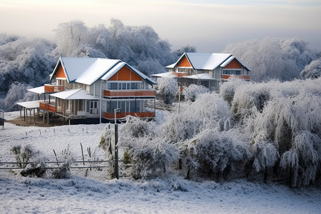 雪中的屋子冰冻的雪屋背景