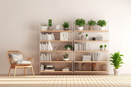 绿植家装简单的书架背景