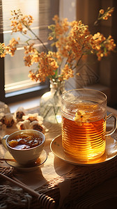 茶几上食物精致茶几上的饮料背景