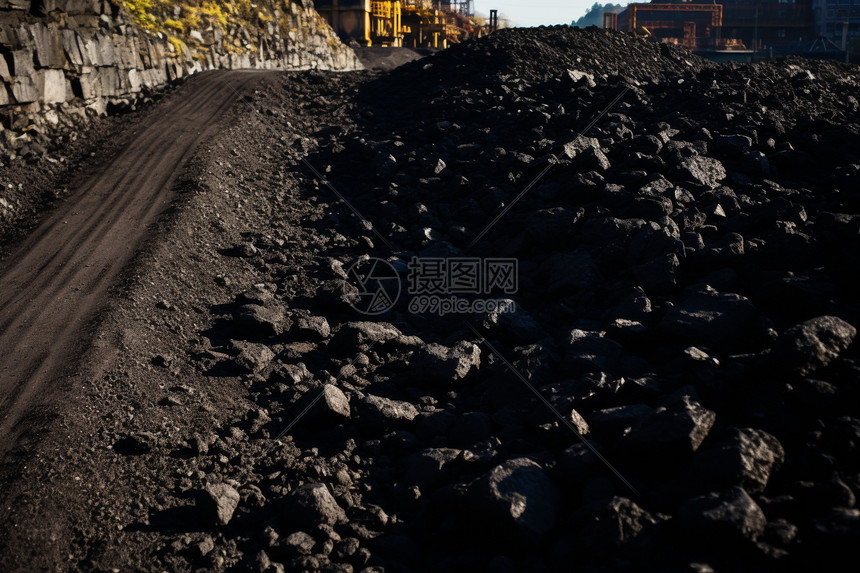 矿山堆放的煤矿图片