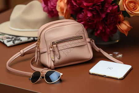 粉色的手包和手机图片