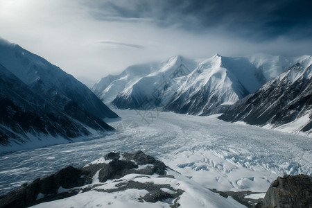 冬季阿拉斯加山脉的美丽景观图片