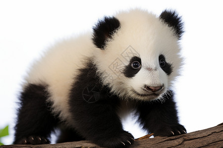 树杈上熊猫毛茸茸的熊猫幼崽背景