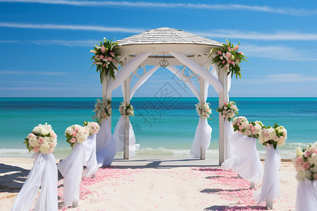 沙滩婚礼凉亭图片