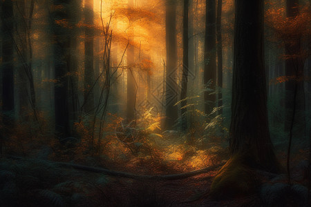昏暗的森林背景图片