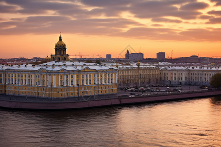 黄昏时圣彼得堡的美丽景观图片
