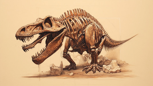 恐龙化石插画图片