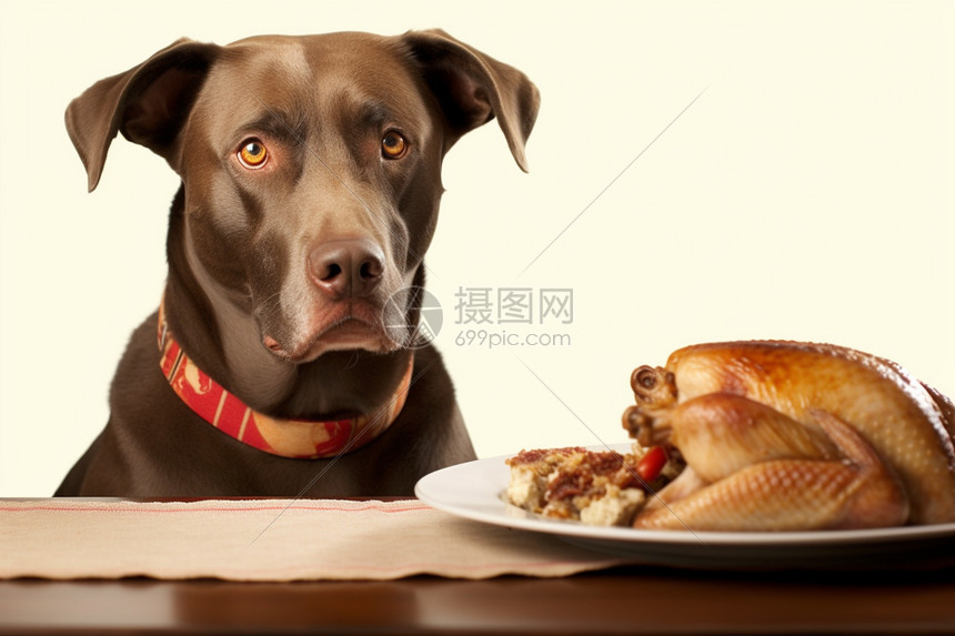 餐桌前饥饿的狗狗图片