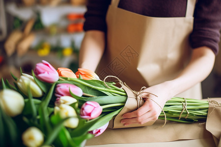 花店里的郁金香花束图片