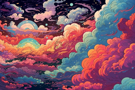 彩色的抽象云朵背景图片