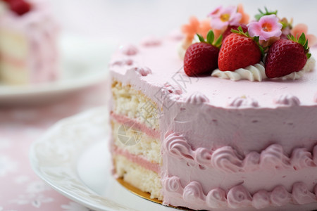 生日party美味的草莓蛋糕背景