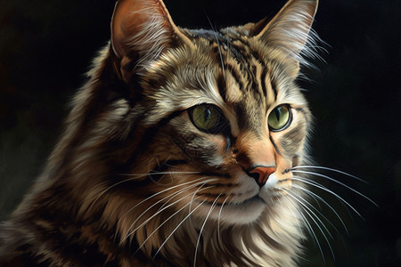 可爱的猫咪油画肖像图片