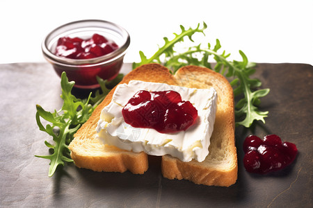 面包片加醬健康营养的蔓越莓果酱面包片背景