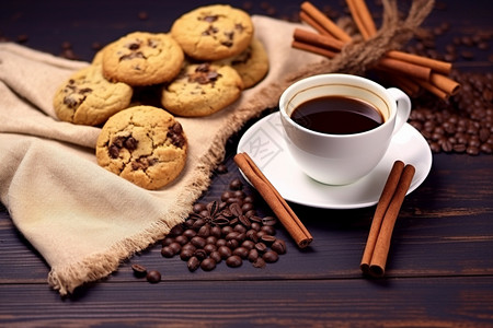 美味的咖啡和饼干图片