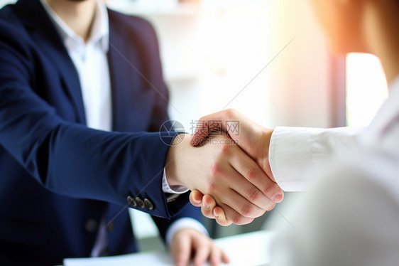 会谈前商界人士握手图片