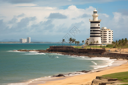 海边的灯塔背景图片