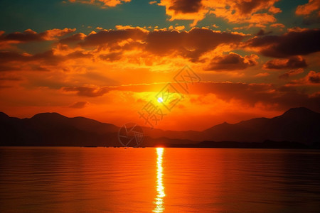 黄昏夕阳大海背景图片