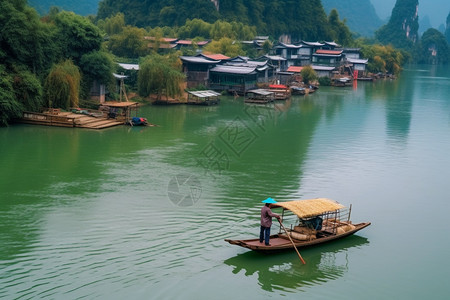 江上的小舟背景图片