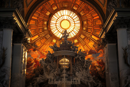 罗马教堂壮观的雕塑图片