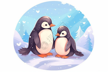 相互取暖的企鹅母女图片