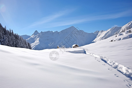 冬季的雪山景观图片