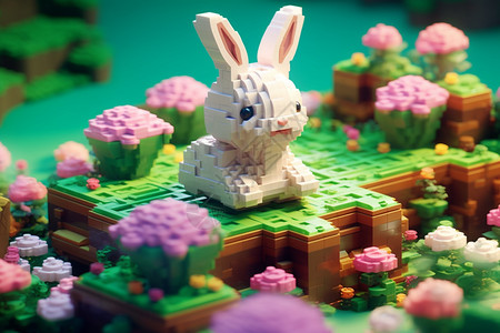 兔子积木玩具背景图片