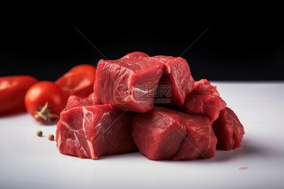 生鲜的牛肉丁图片