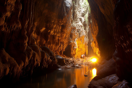 洞穴里面探险图片