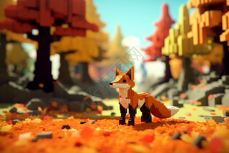 丛林中的小狐狸背景图片