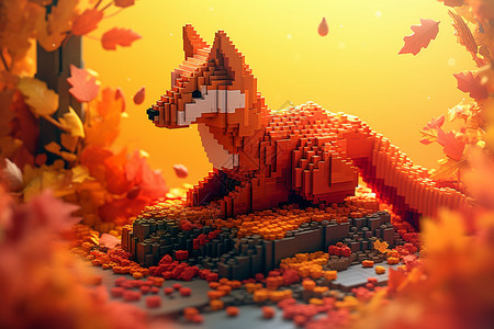 秋天落叶充满活力的色调玩具背景