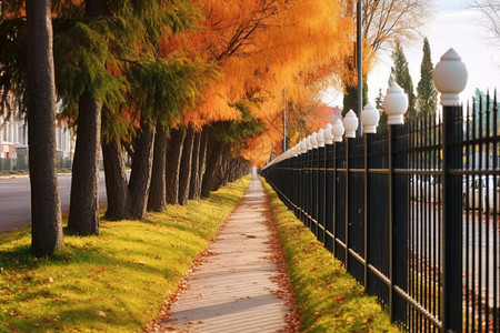 秋天的城市街道背景图片