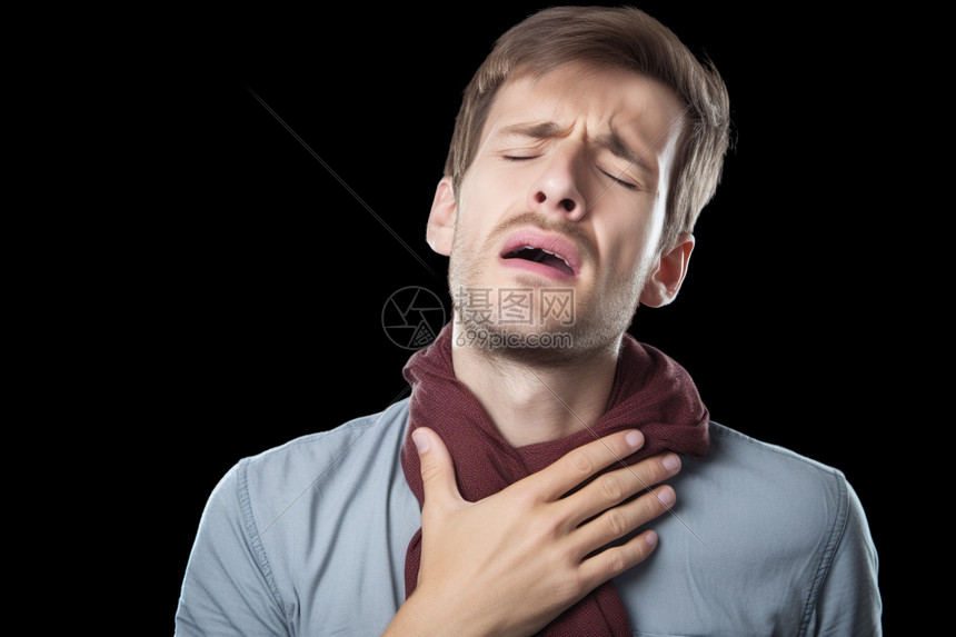 喉咙痛男人图片
