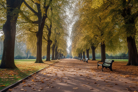 秋天的城市公园景观背景图片