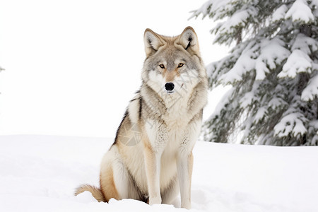 雪地中的狼图片