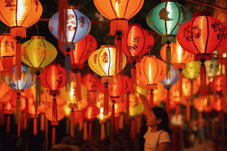 中秋灯会中国的传统灯会背景