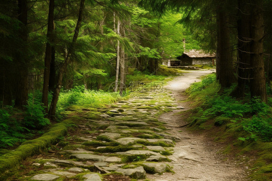 夏天丛林小路的美丽景观图片