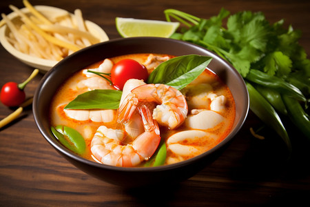 传统特色美食的海鲜汤面图片