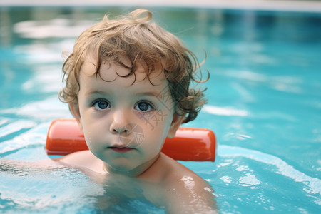 夏季儿童游泳班游泳池中玩耍的儿童背景