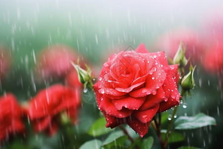 雨中的鲜花图片