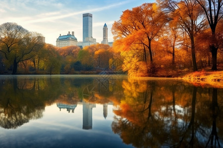 秋季城市公园的景观图片
