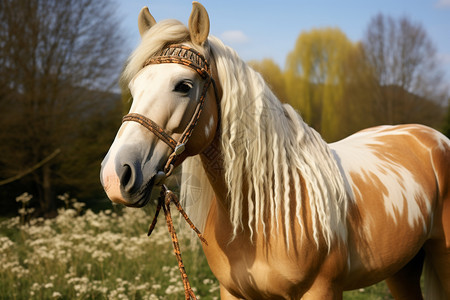 乡村农场中养殖的马匹图片