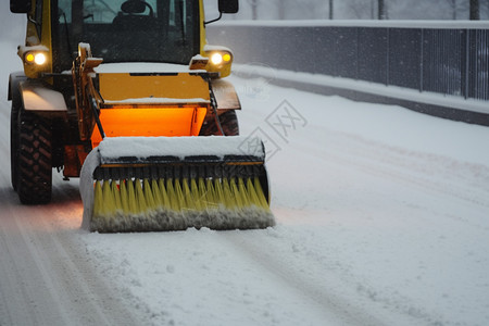 冬季路上的扫雪车图片