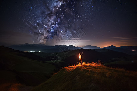 壮观的夜晚星空景观图片