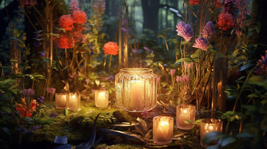 森林里的水晶蜡烛图片