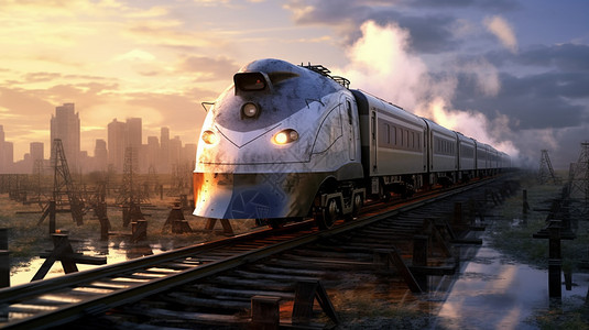 火车轨道上的火车背景图片