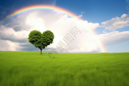 风雨彩虹风雨过后草坪上的彩虹背景
