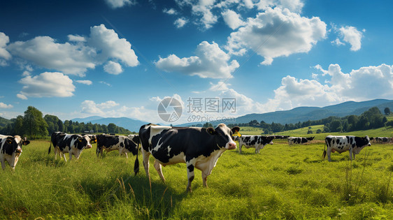 放牧的农业奶牛图片